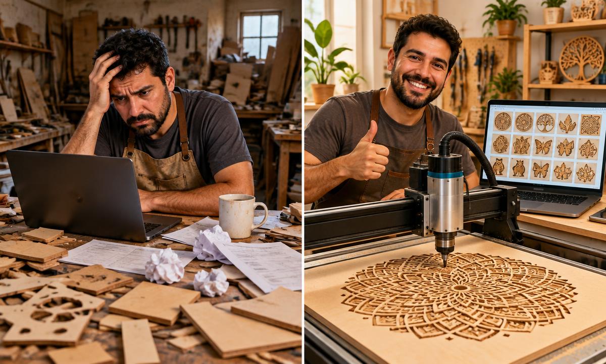 Antes e depois de usar o catálogo CNC
